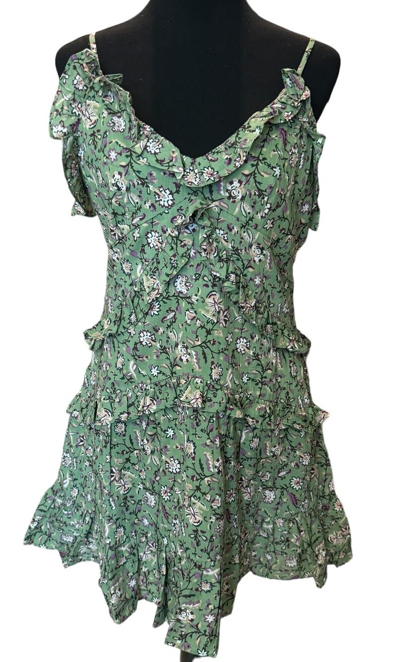 * New ~ Maisie ~ Floral Print Ruffle 100% Cotton Minidress Size L